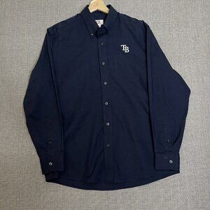 Tampa Bay Rays Shirt Mens Medium Blue Dress Staff Button Down Oxford Baseball